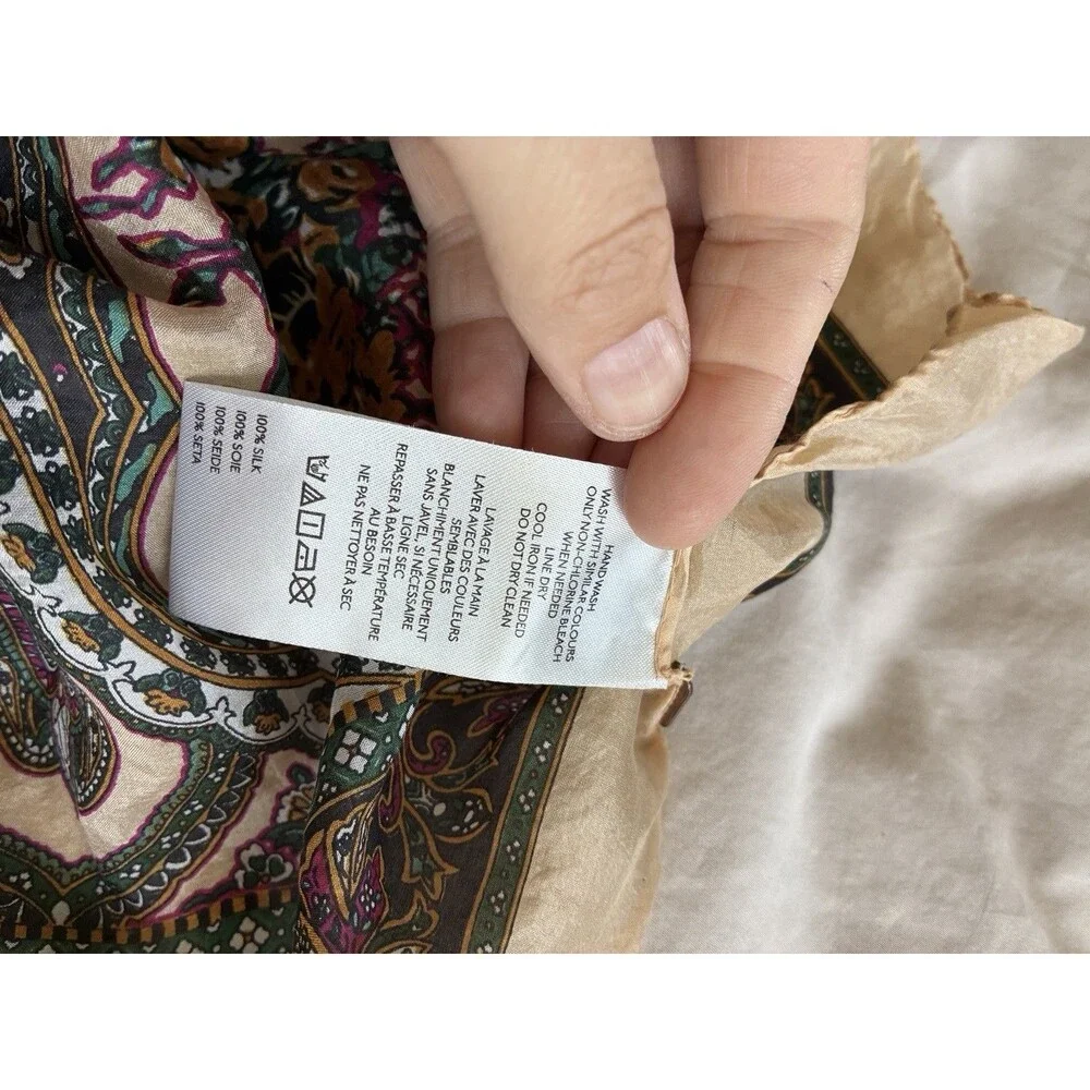 Free People So Silk 100% Silk Bandana Ivory Convertible Top Headscarf - Picture 4 of 6